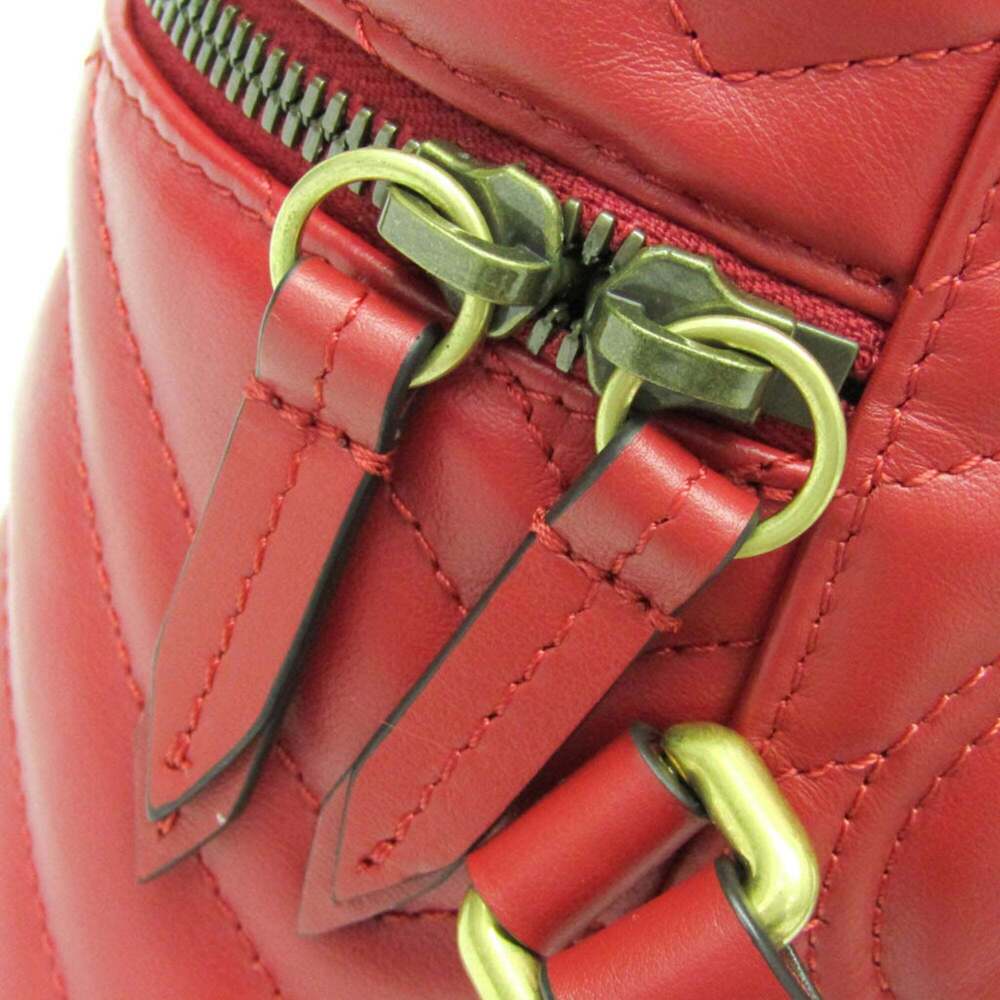 GUCCI Red Leather GG Marmont Backpack - Picture 6 of 12